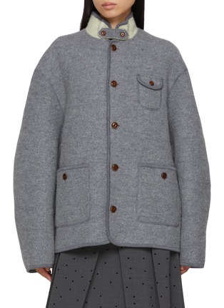 Main View - Click To Enlarge - FAFAMOON - Stand Collar Knit Coat