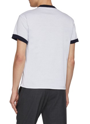 Back View - Click To Enlarge - PRADA - Reversible Strap Logo Pocket Cotton T-Shirt
