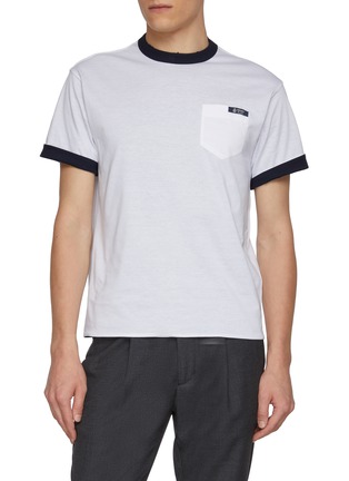 Main View - Click To Enlarge - PRADA - Reversible Strap Logo Pocket Cotton T-Shirt