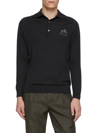 Detail View - Click To Enlarge - BAZ & FRIENDS - x Dreyden Grumpy Mini Merino Wool Polo Sweater