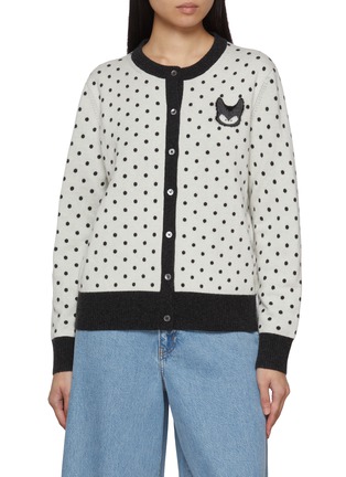 Main View - Click To Enlarge - BAZ & FRIENDS - x Dreyden Rox Polka Dot Merino Wool Cashmere Cardigan