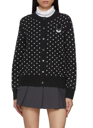 Main View - Click To Enlarge Main View - Click To Enlarge - BAZ & FRIENDS - x Dreyden Rox Polka Dot Merino Wool Cashmere Cardigan