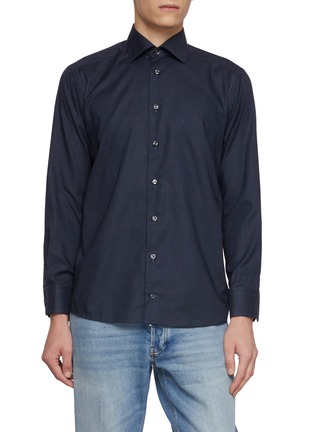 Main View - Click To Enlarge - ETON  - Slim Fit Cutaway Collar Micro Check Shirt