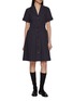 THOM BROWNE Notch lapel Pleated Wrinkle Free Cotton Suiting Dress