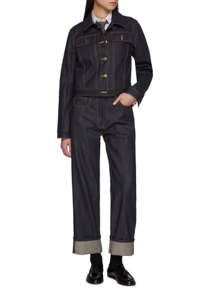 Figure View - Click To Enlarge - THOM BROWNE - Straight Leg Japanese Selvedge Denim Pants