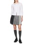 Figure View - Click To Enlarge - THOM BROWNE - Lace Trim Crewneck Bobble Stitch Wool Cardigan