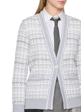  - THOM BROWNE - Elongated V-Neck Tweed Cotton Knit Cardigan