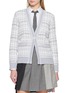 THOM BROWNE Elongated V-Neck Tweed Cotton Knit Cardigan