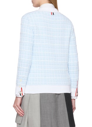 Back View - Click To Enlarge - THOM BROWNE - Elongated V-Neck Tweed Cotton Knit Cardigan