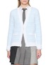 THOM BROWNE Elongated V-Neck Tweed Cotton Knit Cardigan