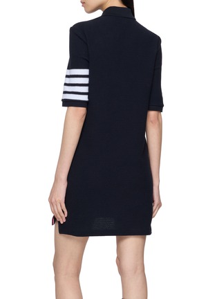 Back View - Click To Enlarge - THOM BROWNE - 4-Bar Textured Piqué Polo Dress