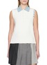 THOM BROWNE Sleeveless 4-Bar Striped Cotton Polo Top