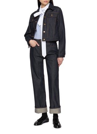 Figure View - Click To Enlarge - THOM BROWNE - Striped Bow Tie Shirt