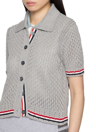  - THOM BROWNE - Pointelle Stitch Hector RWB Cotton Cardigan