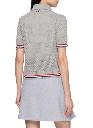 Back View - Click To Enlarge - THOM BROWNE - Pointelle Stitch Hector RWB Cotton Cardigan