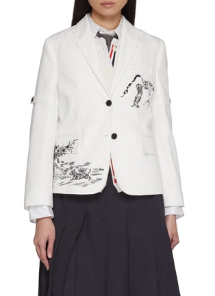 Main View - Click To Enlarge - THOM BROWNE - Illustrated Unconstructed Cotton Canvas Blazer