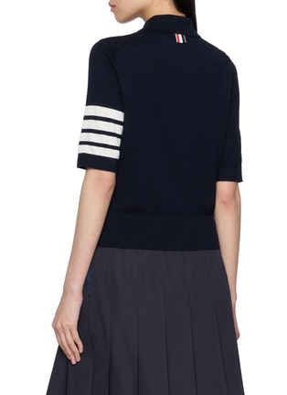Back View - Click To Enlarge - THOM BROWNE - Tennis Racquets Intarsia Cotton Polo Top
