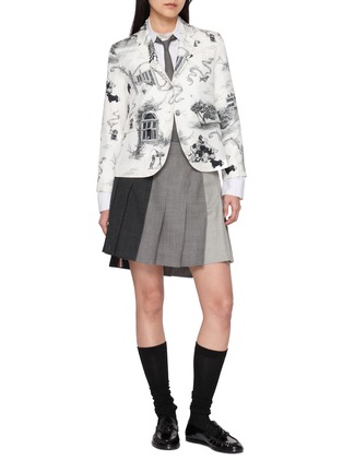 Figure View - Click To Enlarge - THOM BROWNE - Unconstructed Hector Toile Silk Blazer