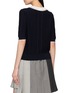 Back View - Click To Enlarge - THOM BROWNE - Bobble Stitch Lace Trim Short Sleeve Knit Wool Top