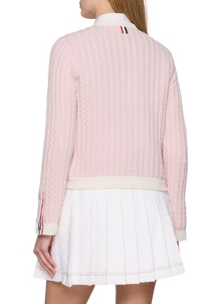 Back View - Click To Enlarge - THOM BROWNE - Baby Cable Stitch Crewneck Cashmere Knit Cardigan