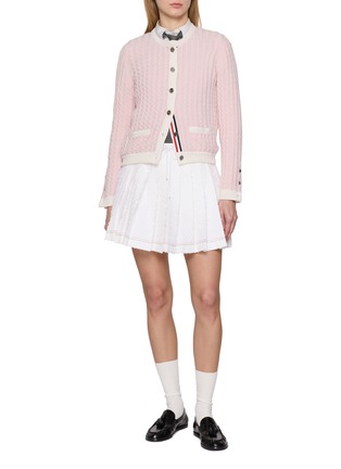Figure View - Click To Enlarge - THOM BROWNE - Baby Cable Stitch Crewneck Cashmere Knit Cardigan