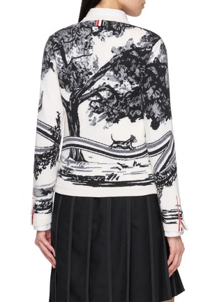 Back View - Click To Enlarge - THOM BROWNE - Intarsia Hector Toile Cashmere Jersey Cardigan