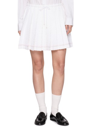 Main View - Click To Enlarge - THOM BROWNE - Eyelash Pleated Tweed Mini Skirt