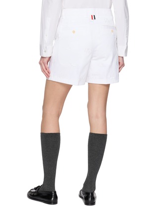 Back View - Click To Enlarge - THOM BROWNE - Embroidered Chino Cotton Shorts