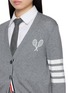  - THOM BROWNE - Tennis Racquets Intarsia 4-Bar V-neck Cotton Cardigan