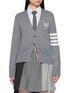 THOM BROWNE Tennis Racquets Intarsia 4-Bar V-neck Cotton Cardigan