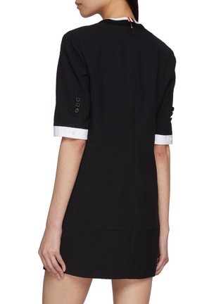 Back View - Click To Enlarge - THOM BROWNE - Mini Trompe-l'œil Patch Pocket Wool Seersucker Dress