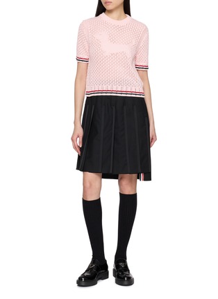 Figure View - Click To Enlarge - THOM BROWNE - Pointelle Stitch Hector Cotton Knit Top