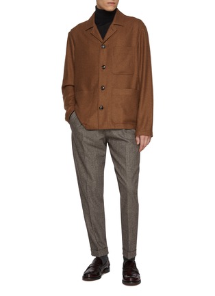 Figure View - Click To Enlarge - PT TORINO - Pleated Front Herringbone Pants