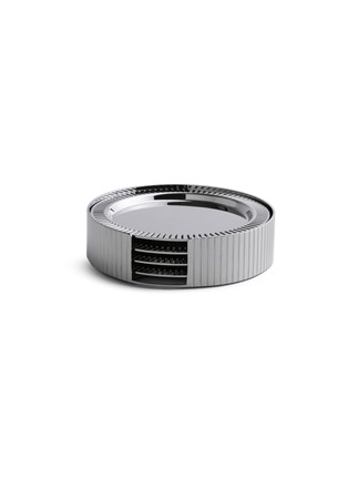 Main View - Click To Enlarge Main View - Click To Enlarge - ANNA NEW YORK - Striations Coasters in Holder Set of 4 — Silver
