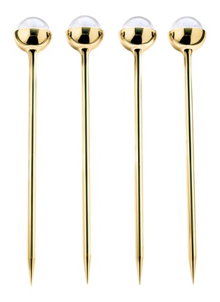 Main View - Click To Enlarge Main View - Click To Enlarge - ANNA NEW YORK - Hospitality Crystal Embellished Cocktail Picks Set of 4 — Gold