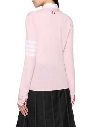 Back View - Click To Enlarge - THOM BROWNE - 4-Bar Relaxed Fit V-Neck Wool Knit Cardigan