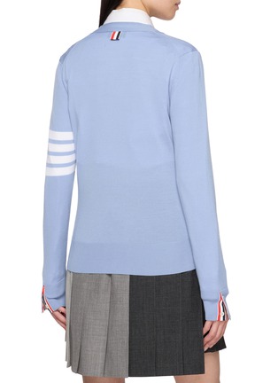 Back View - Click To Enlarge - THOM BROWNE - 4-Bar Relaxed Fit V-Neck Wool Knit Cardigan