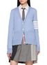 THOM BROWNE 4-Bar Relaxed Fit V-Neck Wool Knit Cardigan