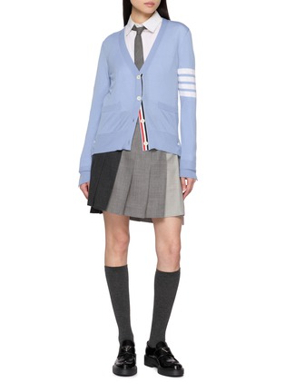 Figure View - Click To Enlarge - THOM BROWNE - 4-Bar Relaxed Fit V-Neck Wool Knit Cardigan