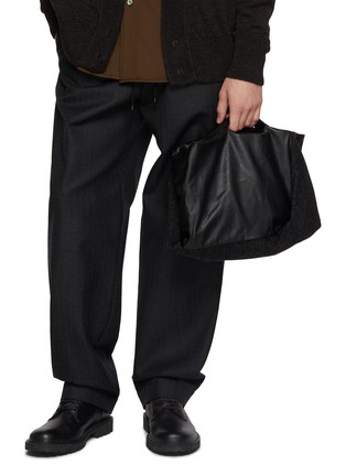 Front View - Click To Enlarge - DISCORD YOHJI YAMAMOTO - Draped Tulip Leather Handbag