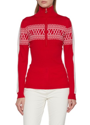 Main View - Click To Enlarge Main View - Click To Enlarge - WE NORWEIGIANS - Setesdal Pattern Quarter Zipped Wool Knit Sweater