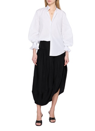 Figure View - Click To Enlarge - BOURRIENNE - Boudoir Ruffle Collar Striped Cotton Shirt