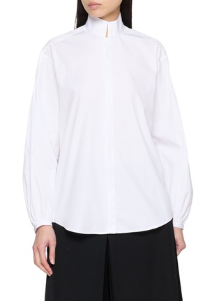 Main View - Click To Enlarge - BOURRIENNE - High Officer Collar Braid Detail Shoulder Cotton Shirt