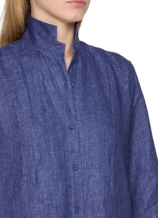  - BOURRIENNE PARIS X - High Officer Collar 3/4 Sleeve Zip Front Linen Jacket