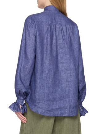 Back View - Click To Enlarge - BOURRIENNE PARIS X - High Officer Collar Ruffle Detail Gathered Back Linen Shirt