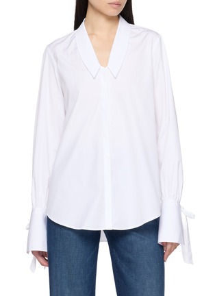 Main View - Click To Enlarge - BOURRIENNE - V-Neck Flat Collar Cotton Shirt