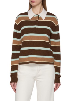 Main View - Click To Enlarge - GUEST IN RESIDENCE - Cropped Striped Cashmere Rugby Knit Sweater