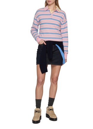 Figure View - Click To Enlarge - GUEST IN RESIDENCE - Long Sleeve Collegiate Striped Cashmere Knit Polo Sweater