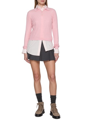 Figure View - Click To Enlarge - GUEST IN RESIDENCE - Long Sleeve Shrunken Cashmere Polo Top