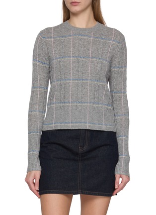 Main View - Click To Enlarge - GUEST IN RESIDENCE - Shrunken Chequered Crewneck Cashmere Knit Sweater